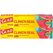 Glad Cling 'N Seal Clear Plastic Food Wrap 400 sq. ft./roll, 2 rolls