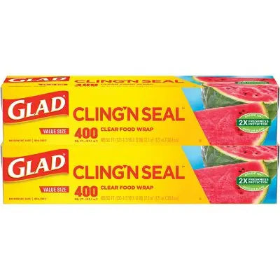 Glad Cling 'N Seal Clear Plastic Food Wrap 400 sq. ft./roll, 2 rolls