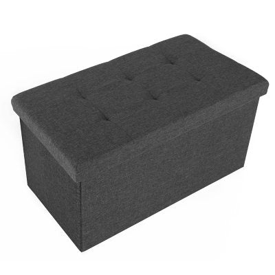Seville Classics Foldable Storage Bench Ottoman, Modern Gray, 30" W x 15.7" D x 15.7" H