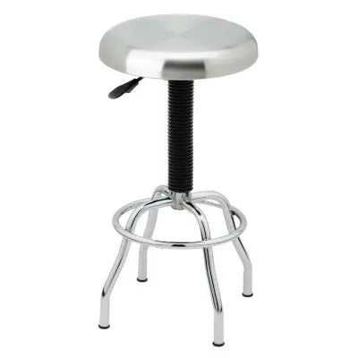 Seville ClassicsÂ® Stainless Steel Seat Pneumatic Adjustable Work Stool, 19" W x 25.5" to 29.75" H
