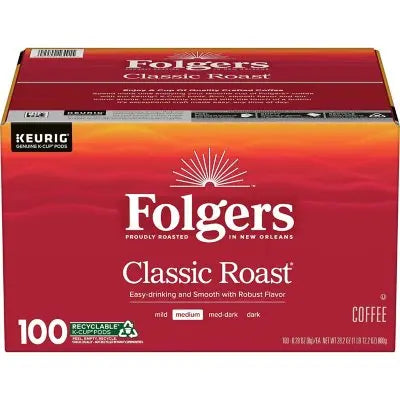Folgers Classic Medium Roast K-Cup Kaffeepads, 100 St.