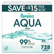 Pampers Aqua Pure Feuchttücher, parfümfrei, 13er-Pack, 728 Tücher