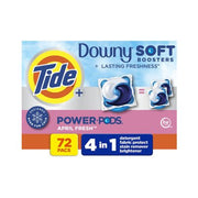 منظفات الغسيل Tide Power PODs Downy Soft Boosters في عبوات، برائحة April Fresh، عدد 72.