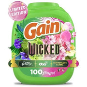 Gain Flings! "Wicked: For Good" Limited Edition, 3 in 1 Laundry Detergent Pacs, Fantabulous Floral, 100 ct.