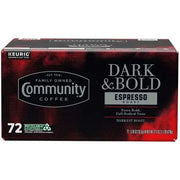Community Coffee Dark and Bold Espresso Darkest Roast Coffee Pods, 72 ct.