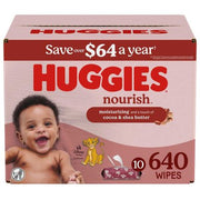 Huggies Nourish Baby Wipes, Cocoa & Shea Butter, 10 pk., 640 Wipes