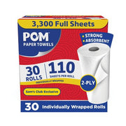 POM Einzeln verpackte 2-lagige Papierhandtücher, 30 Rollen, 110 Blatt/Rolle