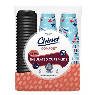 Chinet Comfort Cup and Lids, 16 oz. 70 ct.