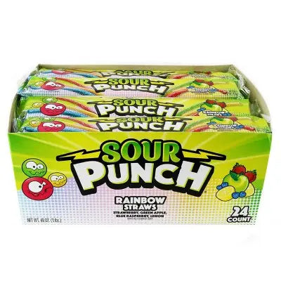 SOUR PUNCH Rainbow Straws, Kaubonbons, 2 oz., 24 St.