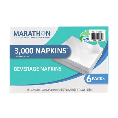 Marathon geprägte 1-lagige weiße Servietten, 6er-Pack, 3000 Stück.