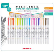 Zebra Mildliner Textmarker mit zwei Spitzen, sortiert, 18 Stück
