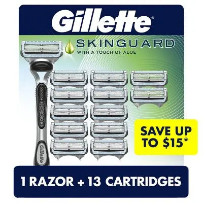 Gillette SkinGuard Men's Razor Handle + 13 Blade Cartridges