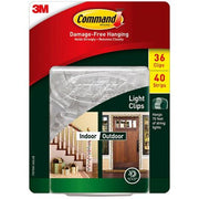 Command Outdoor Light Clips with Water-Resistant Strips, 36 Hooks per Pack