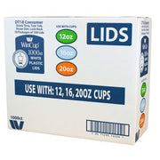 WinCup 18 Series Kunststoffdeckel für 18 Series Schaumbecher, 355-710 ml, mit Abrisslasche und Trinkhalmschlitz, 1000 Stück