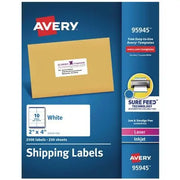 AveryÂ® White Shipping Labels-Bulk Packs, Inkjet/Laser Printers, 250 Sheets/Box