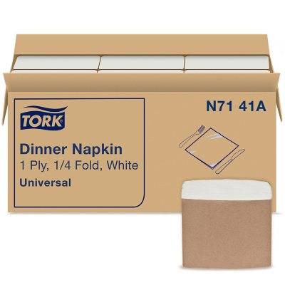 Tork Universal 1/4 gefaltet 1-lagige weiße Servietten, 12 Pck., 334 Servietten/Pck.