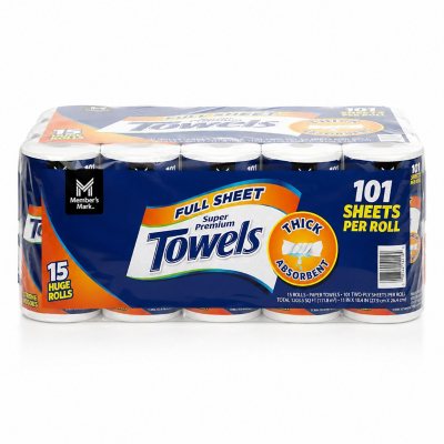 Member's Mark Full Sheet 2-Ply Paper Towel 15 rolls, 101 sheets/roll