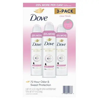 Dove Advanced Care Clear Finish Antiperspirant Spray, 4.8 oz., 3 pk.