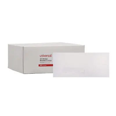 UniversalÂ® Window Business Envelope, #10, 4 1/8" x 9 1/2", White, 500/Box