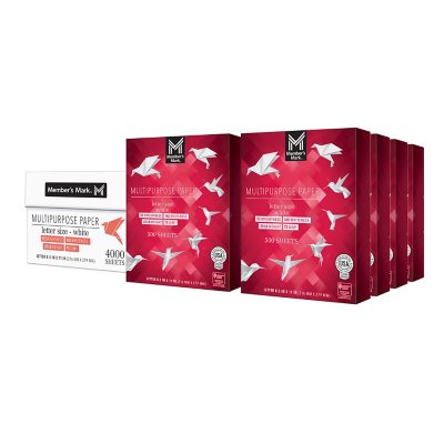 Member's Mark Multipurpose Copy Paper, 8.5 x 11", 92 Bright, 20 lbs., 8 Reams (4,000 sheets)