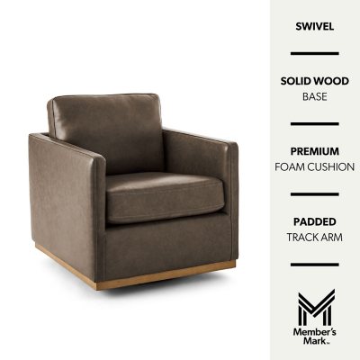Member's Mark Modern Classic Leather Swivel Chair, Assorted Colors