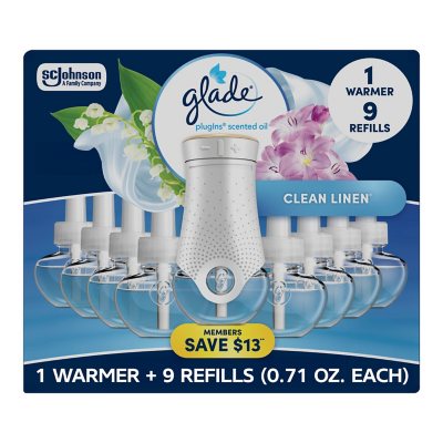 Glade PlugIns Duftöl, Clean Linen, 1 Gerät + 9 Nachfüller