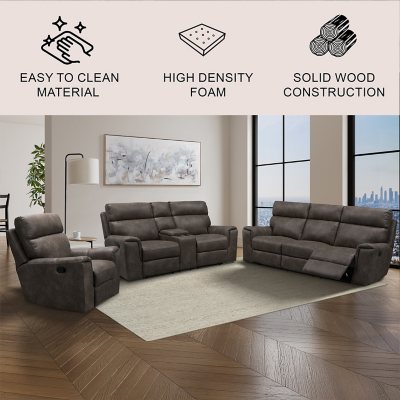 Denver Fabric 3-Piece Reclining Sofa Set, Assorted Colors