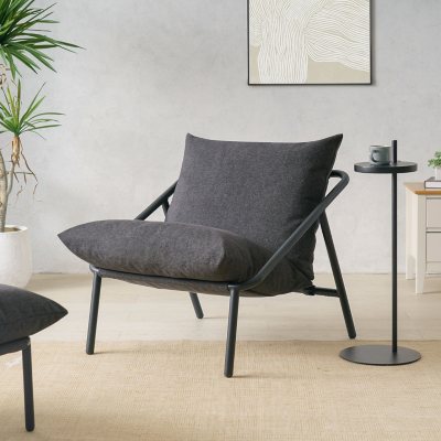 ZINUS Night Therapy Foam Callie Sling Accent Chair with Ottoman and Drink Table