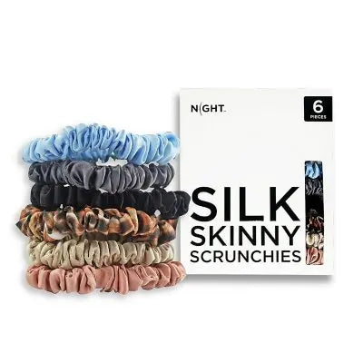 NIGHT Anti-Crease Silk Skinny Scrunchies, 6 ct.