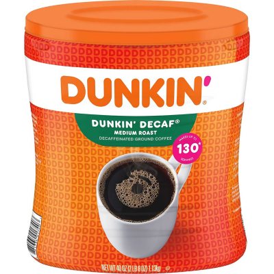 Dunkin' Decaffeinated Medium Roast Ground Coffee, 40 oz.
