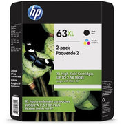 HP 63XL, L0R44BN Original Tintenpatronen mit hoher Reichweite, Schwarz/Farbe 2er-Pack