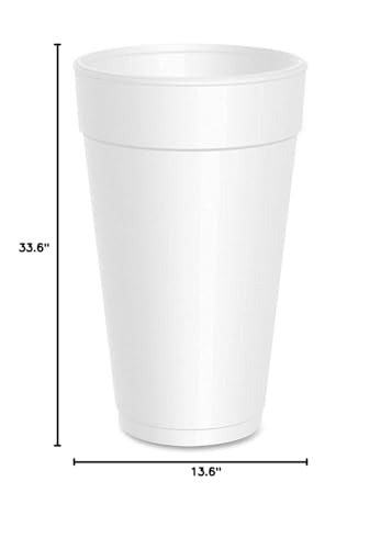 DART 20J16 3.7" Top and 2.4" Bottom Diameter, 6.1" Height, 20 Oz Big Drink Foam Cup (Case of 500), White