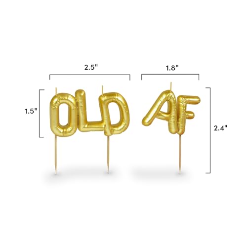 Genuine Fred Lighten UP Party Candles, Old AF, Metallic Gold Balloon-Style Letter Candles, Hilarious Candles for Retirement Celebrations and Milestone Birthdays