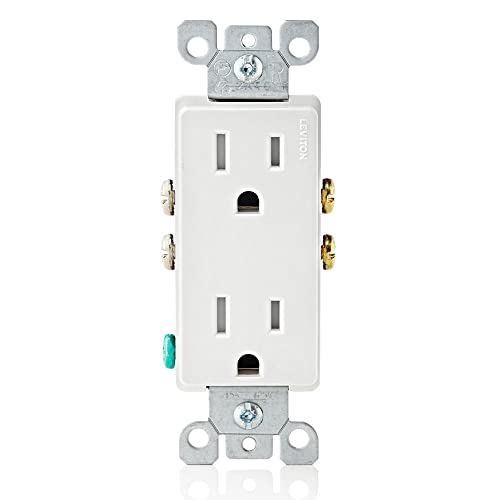 Leviton 15 Amp Decora Tamper-Resistant Duplex Electrical Wall Outlet, 10 Pack, T5325-WMP, White
