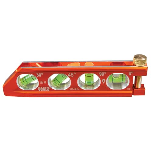 Klein Tools 935AB4V Level, 6-Inch Magnetic Torpedo and Conduit Level with 0/30/45/90 Degree Vials, V-Groove and Magnet Track, High Visibility Orange
