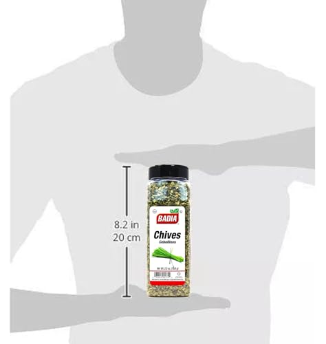 Badia Dried Chives, 2.5 oz – Premium Air-Dried Chives – Fresh & Flavorful for Cooking, Soups, Salads, Eggs, Dips, and More – Sealed for Freshness