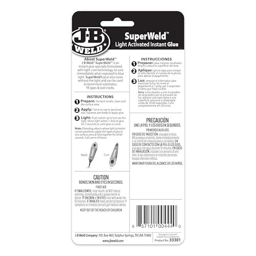 J-B Weld Light-Activated Superglue, Clear, 5g, 2-Pack