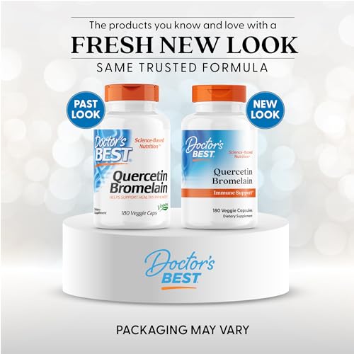Doctor's Best Quercetin Bromelain, Immunity Support Capsule, Heart, Joint & Healthy Respiratory System, Non-GMO, Vegan, Gluten Free, Soy Free,180 VC
