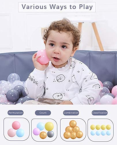 MoonxHome Ball Pit Balls for Toddlers, BPA Free Crush Proof Plastic Toy Balls for Ball Pit, Children's Pool Water Toys, Ideal Gift for Christmas Balls for Play Tent 2.15" Pack of 100 White&Green&Blue