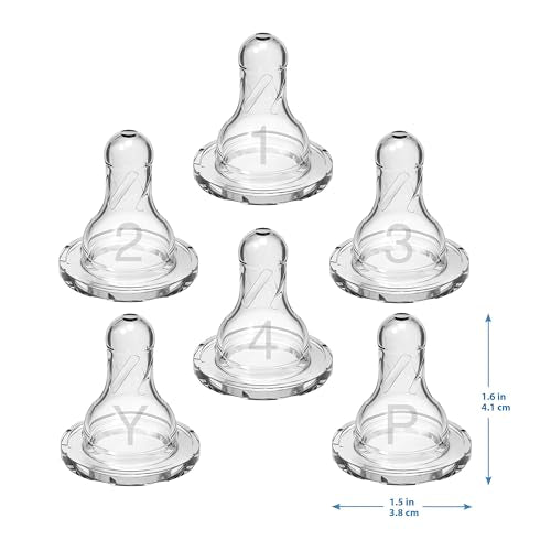 Dr. Brown's Natural Flow Level 2 Narrow Baby Bottle Silicone Nipple, Medium Flow, 3m+, 100% Silicone Bottle Nipple, 6 Count