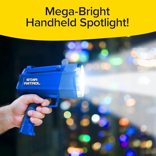 Star Patrol Mega-Bright Rechargeable Spotlight, AS-SEEN-ON-TV, Tactical & Emergency Flashlight, 10 Modes, Turbo Boost Up to 100%, Built-in Kickstand & Phone Charger, for Camping, Emergencies, Walking