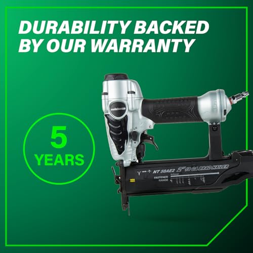 Metabo HPT Brad Nailer, Pro-Preferred Lightweight Pneumatic Power Nailer for Precision Trim Work and Furniture Building, Adjustable Depth, 18 Gauge, 5/8" up to 2" Brad Nails, NT50AE2