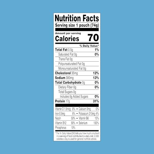 StarKist Chunk Light Tuna in Water, 2.6 oz Pouch (1 Pack) Ready to Eat Wild Caught Tuna, 17g Protein, 70 Calories Per Serving, Gluten Free, Soy Free, Kosher, Perfect for Salads, Keto Meals and Snacks