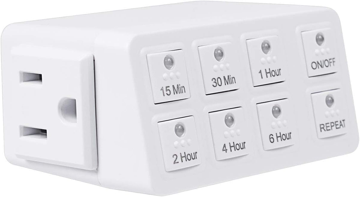 BN-LINK Indoor Countdown Timer with Repeat Function, Heavy Duty Accurate Compact Size for Charger Vacation Security, 3-Prong Grounded Outlet, 15A/1875W 1/2 HP ETL Listed