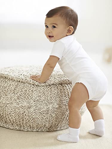 Gerber Baby 8-Pack Short Sleeve Onesies Bodysuits, Solid White, 0-3 Months