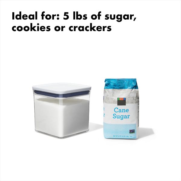 OXO Good Grips POP Container - Airtight Food Storage - Big Square Short 2.8 Qt Ideal for 5 lbs of sugar, cookies or crackers