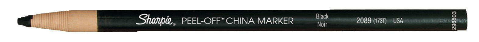 Sharpie Peel-Off China Marker Grease Pencils, Black, Box of 12