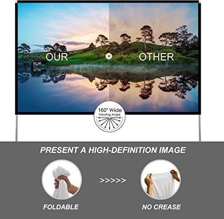 Outdoor Projector Screen with Stand 100 Inch: Portable Projection Screen for Outside Theater Home Backyard Movies