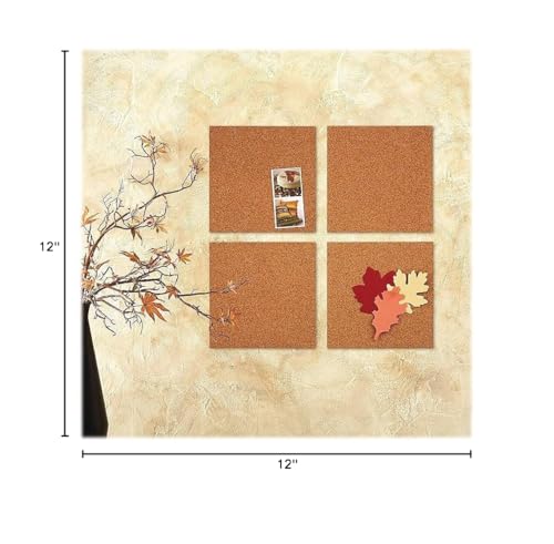 Quartet Cork Tiles, Bulletin Board Cork Panels 12" x 12" x 3/16", Natural, 4 Pack (102)