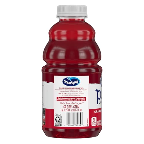 Ocean Spray® Pure Unsweetened Cranberry, 100% Cranberry Juice From Concentrate, 32 Fl Oz Bottle (Pack of 1)